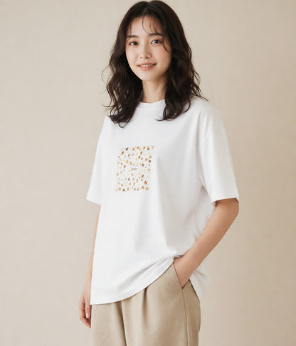 半袖Tシャツ レディース 天の川 星空 宇宙 イラスト ゆるかわ お出かけ 普段着 白T YMAZO