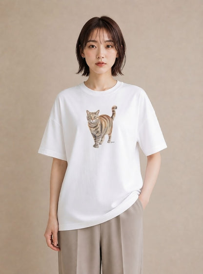 Tシャツ レディース 猫 ねこ イラスト ゆるかわ デート 帰省 白T YMAZO