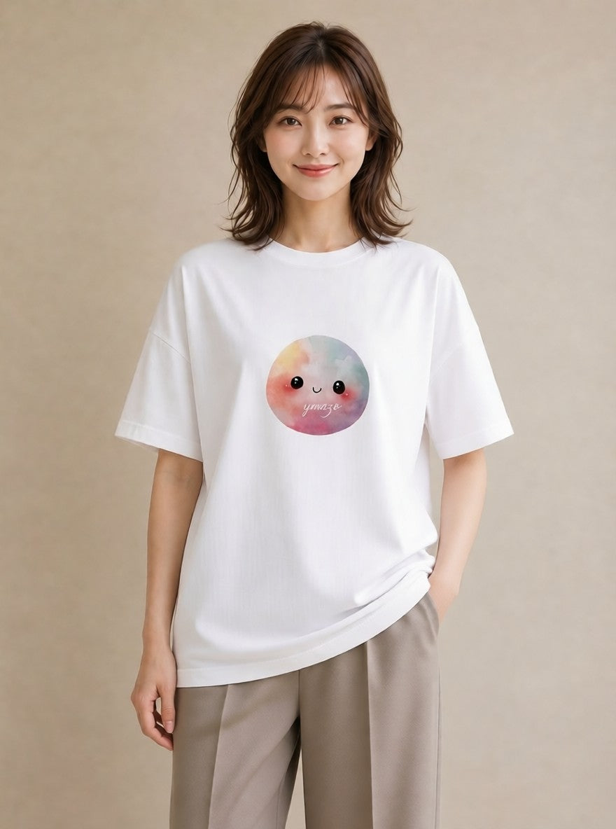 プリントTシャツ レディース 雲 星空 宇宙 イラスト 北欧風 週末コーデ 敬老の日 白T YMAZO