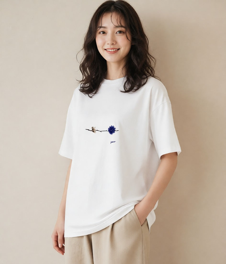 グラフィックTシャツ レディース ガラス瓶 小枝 ボタニカル ナチュラル アンティーク イラスト 普段使い 普段着 週末コーデ 白T YMAZO