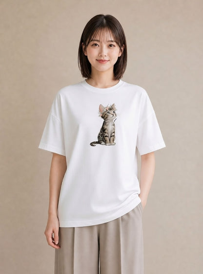 半袖Tシャツ レディース アビシニアン 猫 ねこ イラスト ボタニカル デート 帰省 白T YMAZO