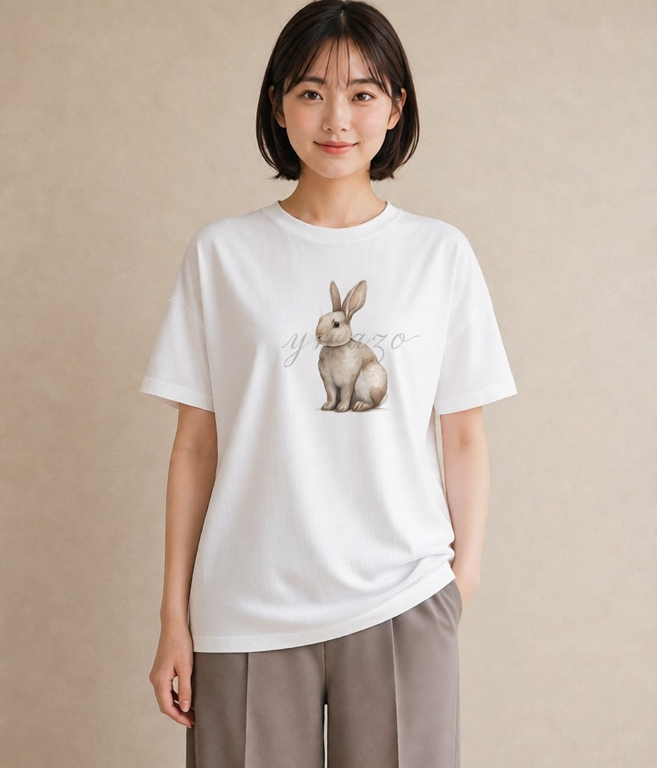 半袖Tシャツ レディース チンチラ ペット 動物 イラスト きれいめカジュアル 夏コーデ 通学 白T YMAZO