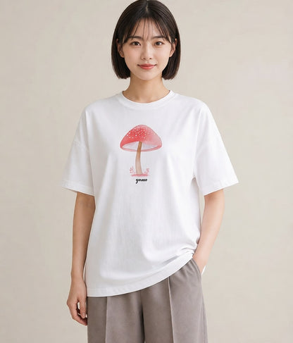 プリントTシャツ レディース 傘 水たまり 雨 ナチュラル アンティーク イラスト ガーリー デート 帰省 白T YMAZO
