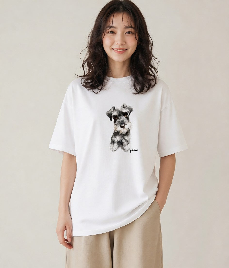 グラフィックTシャツ レディース ミックス犬 犬 いぬ イラスト こなれ感 普段着 週末コーデ 白T YMAZO