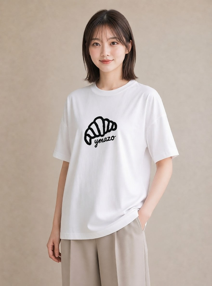 デザインTシャツ レディース パン ベーカリー イラスト 抜け感 レイヤード 友達ギフト 白T YMAZO