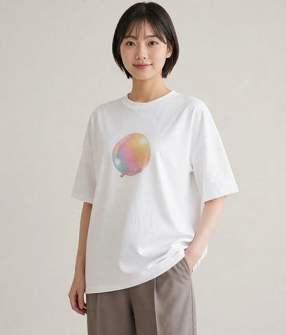半袖Tシャツ レディース わたあめ 食べ物 フード イラスト 個性的 クリスマス 旅行 白T YMAZO
