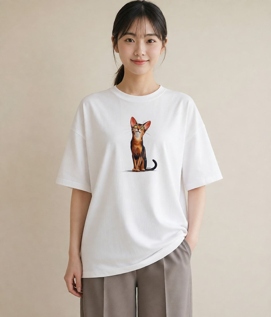デザインTシャツ レディース キジトラ 猫 ねこ イラスト ラフカジュアル 姉妹 送別ギフト 白T YMAZO