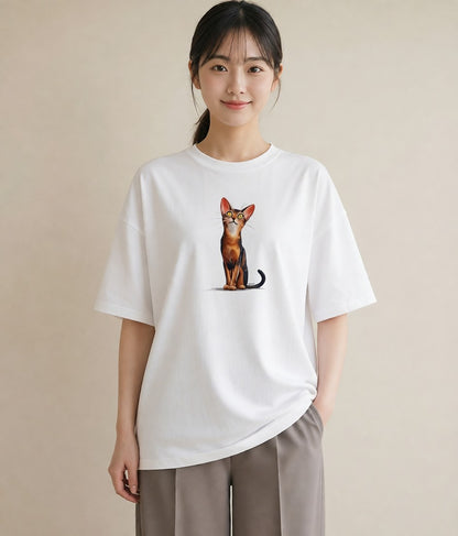 デザインTシャツ レディース キジトラ 猫 ねこ イラスト ラフカジュアル 姉妹 送別ギフト 白T YMAZO