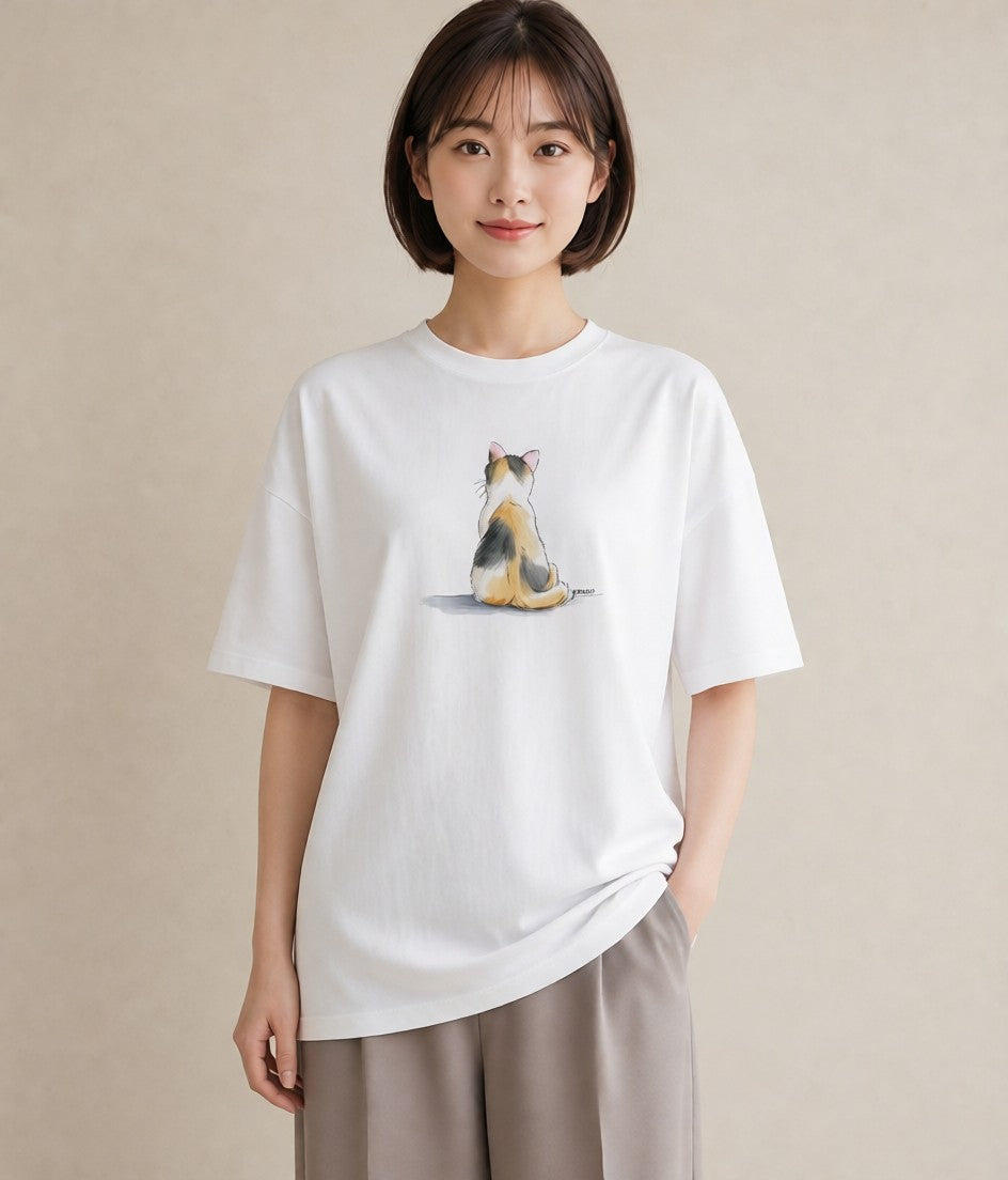 半袖Tシャツ レディース ベンガル 猫 ねこ イラスト ミニマル レイヤード 友達ギフト 白T YMAZO