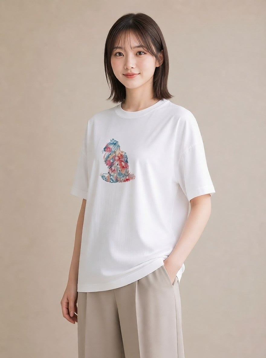 デザインTシャツ レディース 猫の手 猫 ねこ イラスト ラフ 女子会 お揃い 白T YMAZO