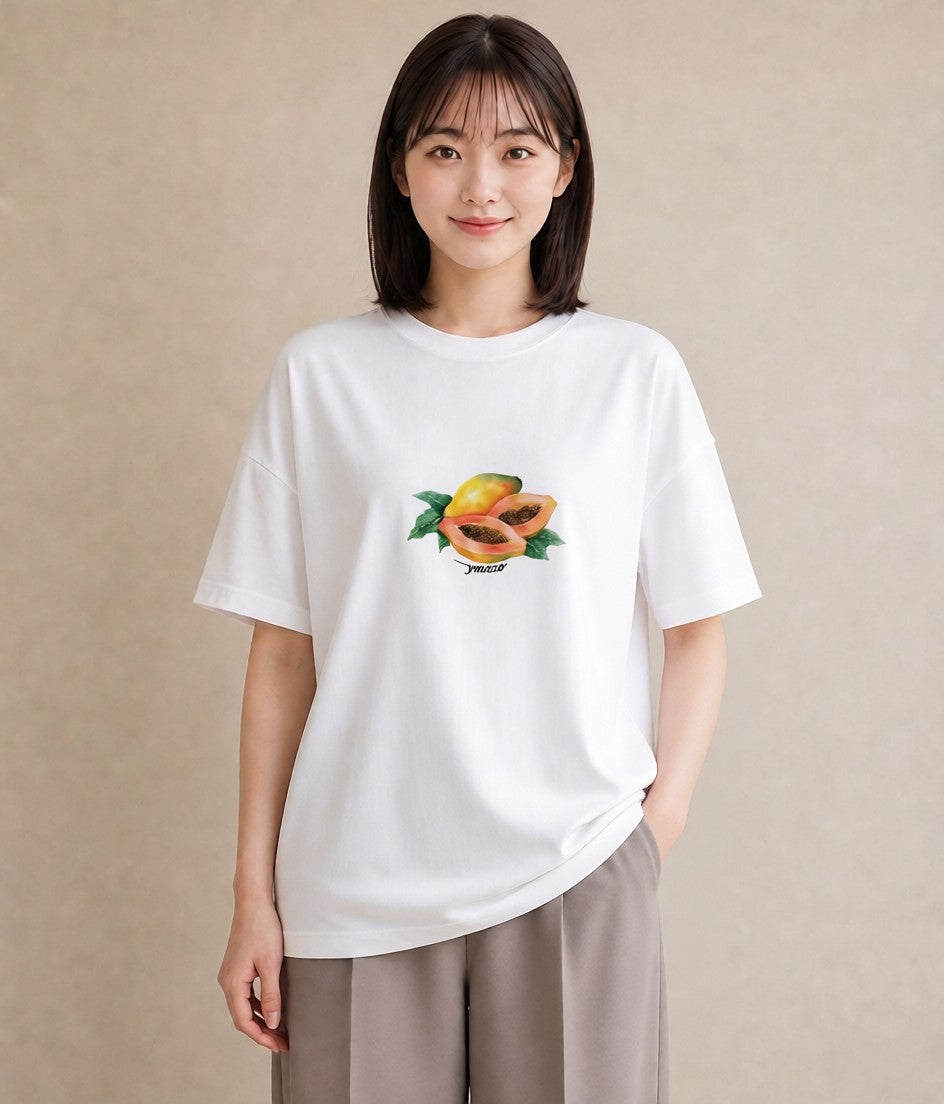 Tシャツ レディース メロン 食べ物 フード イラスト ガーリー 姉妹 送別ギフト 白T YMAZO