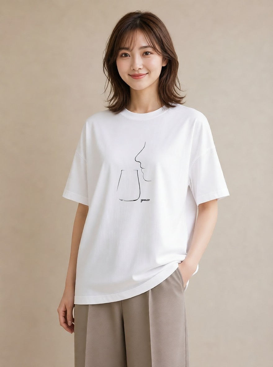 半袖Tシャツ レディース 香水 香水瓶 パフューム イラスト 抜け感 20代 カジュアルコーデ 白T YMAZO