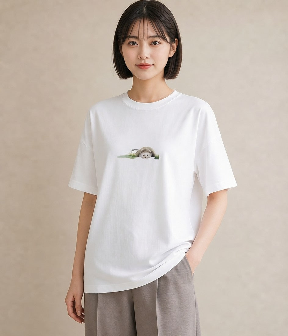 プリントTシャツ レディース ジャンガリアンハムスター ペット 動物 イラスト 北欧風 ホワイトデー 春服 白T YMAZO