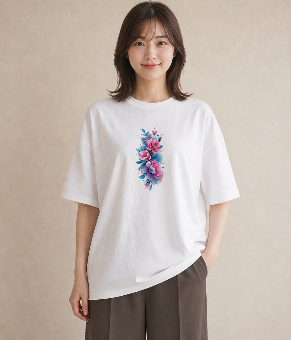 デザインTシャツ レディース あさがお 朝顔 花 花柄 イラスト カジュアル ホワイトデー 春服 白T