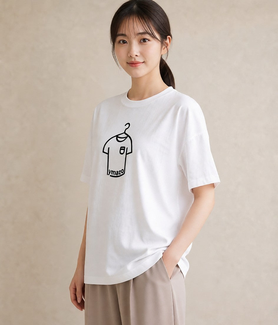 プリントTシャツ レディース パールピアス アクセサリー ナチュラル アンティーク イラスト 抜け感 海 カフェ巡り 白T YMAZO