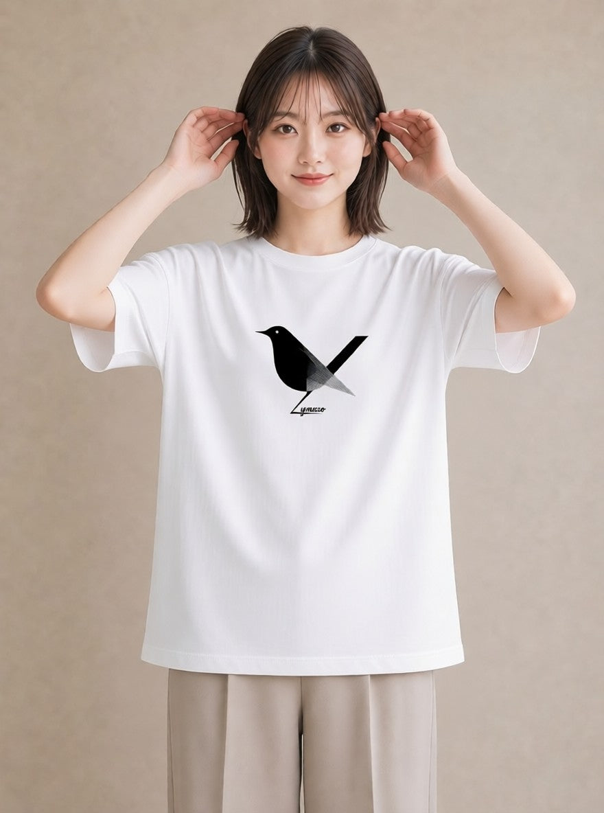 グラフィックTシャツ レディース 折り鶴 折り紙 ナチュラル アンティーク イラスト 線画 お揃い 親子 白T YMAZO