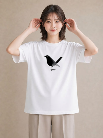 グラフィックTシャツ レディース 折り鶴 折り紙 ナチュラル アンティーク イラスト 線画 お揃い 親子 白T YMAZO