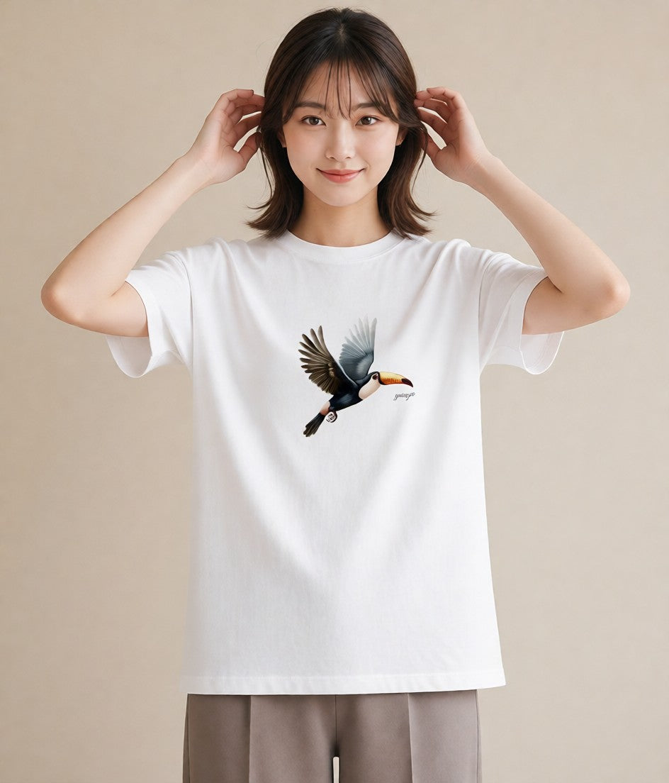 デザインTシャツ レディース ハシビロコウ 動物 アニマル イラスト 韓国風 夏コーデ 通学 白T YMAZO