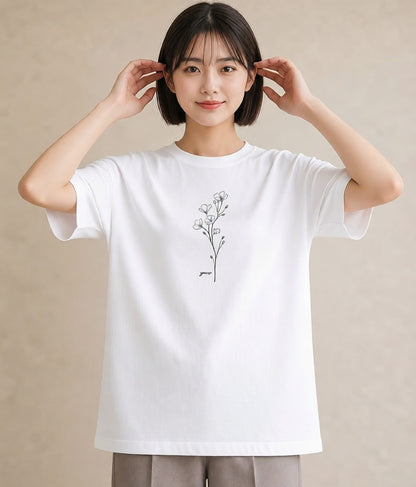 デザインTシャツ レディース さくら 桜 桜の枝 イラスト ラフ 親子 20代 白T YMAZO