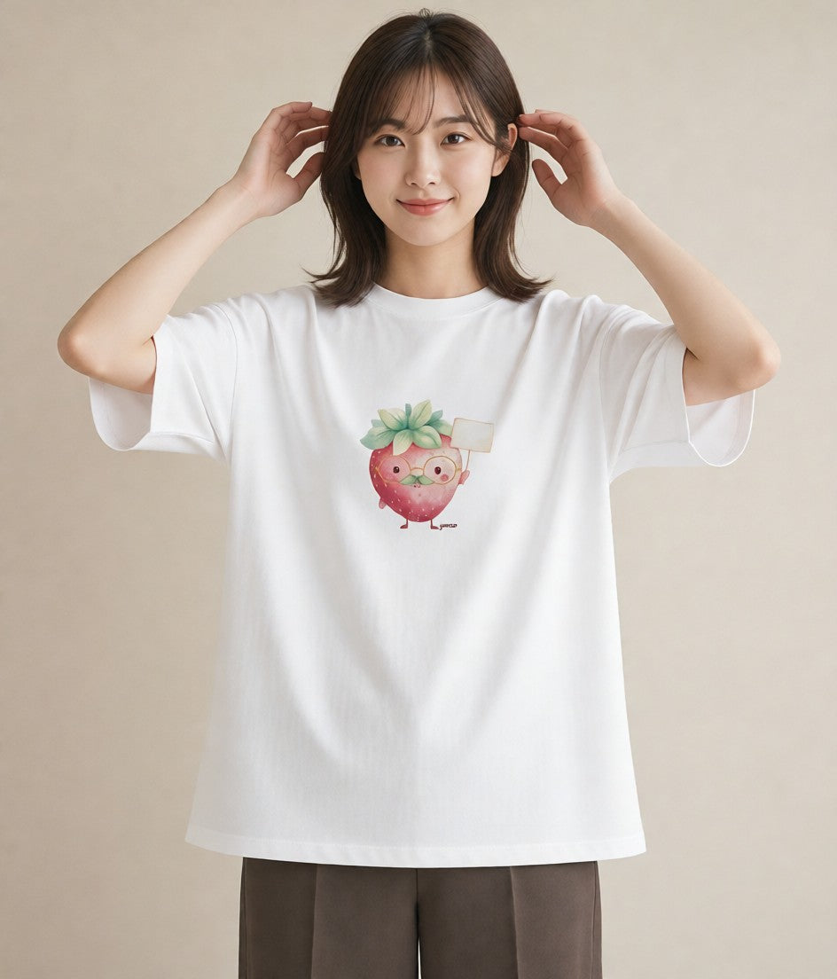 プリントTシャツ レディース ショートケーキ 食べ物 フード イラスト ラフ 在宅 公園 白T YMAZO