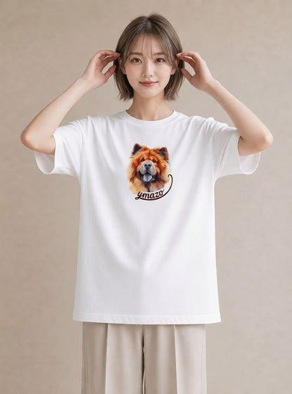 半袖Tシャツ レディース 柴犬 しばいぬ 犬 いぬ イラスト ミニマル 通勤 在宅 白T YMAZO