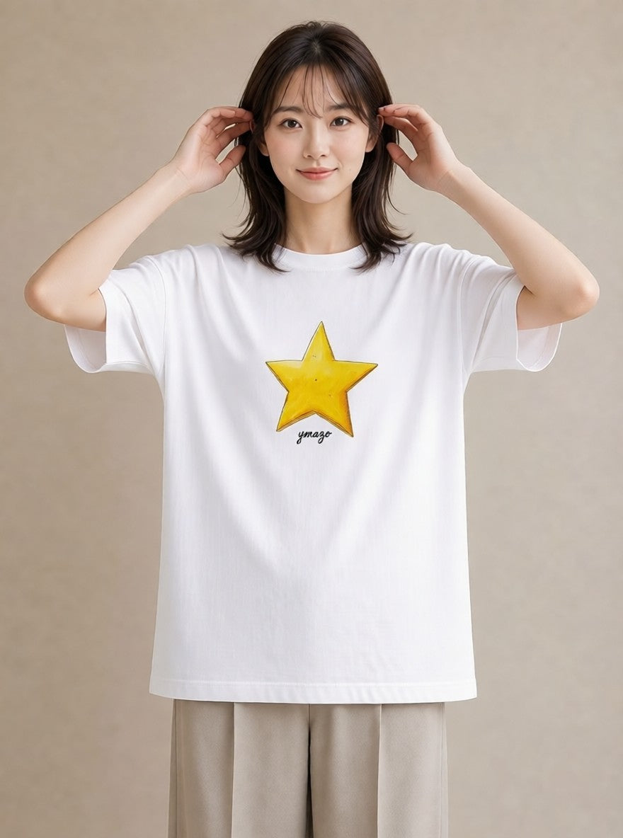 Tシャツ レディース 流れ星 星空 宇宙 イラスト 普段使い 自分用 ルームウェア 白T YMAZO