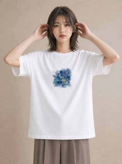プリントTシャツ レディース 獅子座 星空 宇宙 イラスト ポップ カフェ巡り 女子会 白T YMAZO