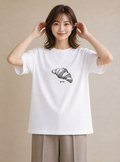 プリントTシャツ レディース パン ベーカリー レトロ イラスト 抜け感 母娘コーデ 自分用 白T YMAZO