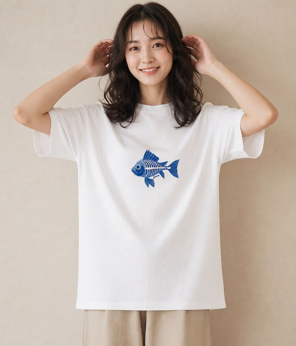 Tシャツ レディース グッピー ペット 動物 イラスト ナチュラル ペアコーデ 秋コーデ 白T YMAZO