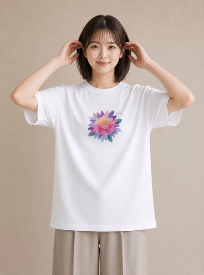 半袖Tシャツ レディース たんぽぽ 花 花柄 イラスト ラフ 春コーデ 姉妹 白T YMAZO