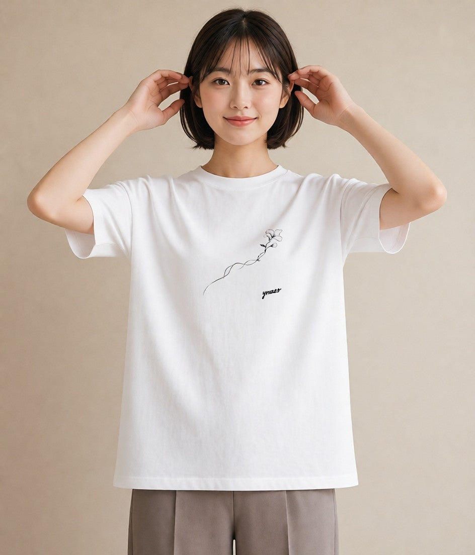 グラフィックTシャツ レディース さくら 桜 桜の枝 イラスト ラフカジュアル 旅行用 海 白T YMAZO