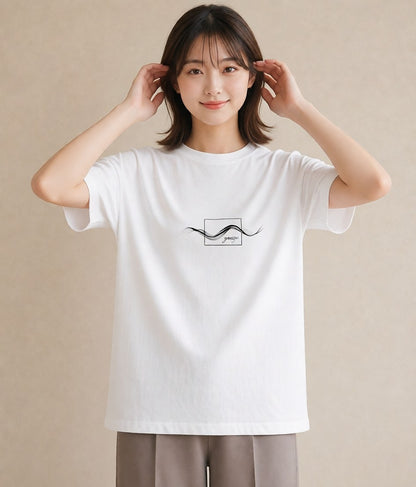 プリントTシャツ レディース 紙の船 水辺 ナチュラル アンティーク イラスト 線画 散歩 お出かけ 白T YMAZO