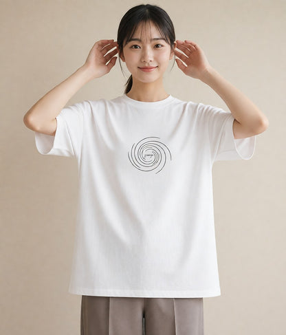 半袖Tシャツ レディース 海 リゾート 夏 イラスト アート風 カフェ巡り 白T YMAZO
