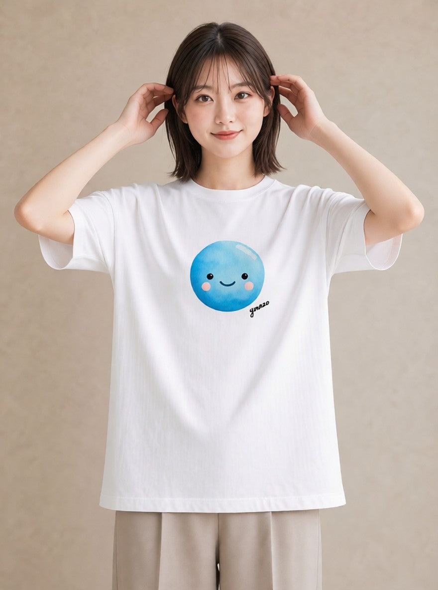 半袖Tシャツ レディース 雲 星空 宇宙 イラスト 抜け感 普段着 週末コーデ 白T YMAZO