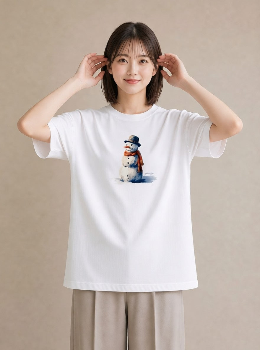 Tシャツ レディース 雪 星空 宇宙 イラスト ポップ 秋コーデ おしゃれギフト 白T YMAZO