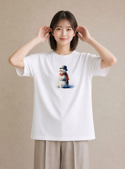 Tシャツ レディース 雪 星空 宇宙 イラスト ポップ 秋コーデ おしゃれギフト 白T YMAZO