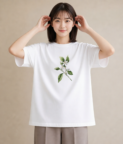 Tシャツ レディース 金木犀 花 花柄 イラスト カジュアル 女性向けギフト 散歩 白T