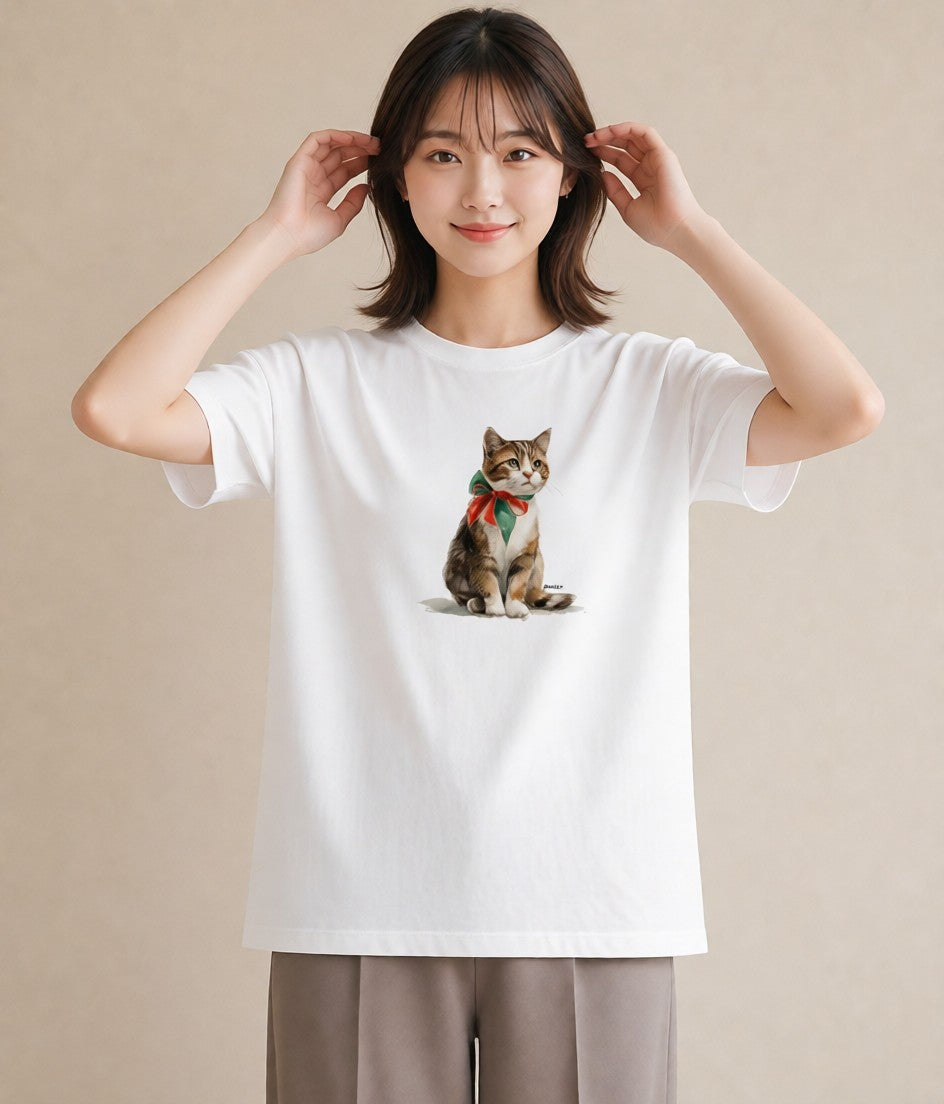 プリントTシャツ レディース エキゾチックショートヘア 猫 ねこ イラスト こなれ感 秋コーデ おしゃれギフト 白T YMAZO