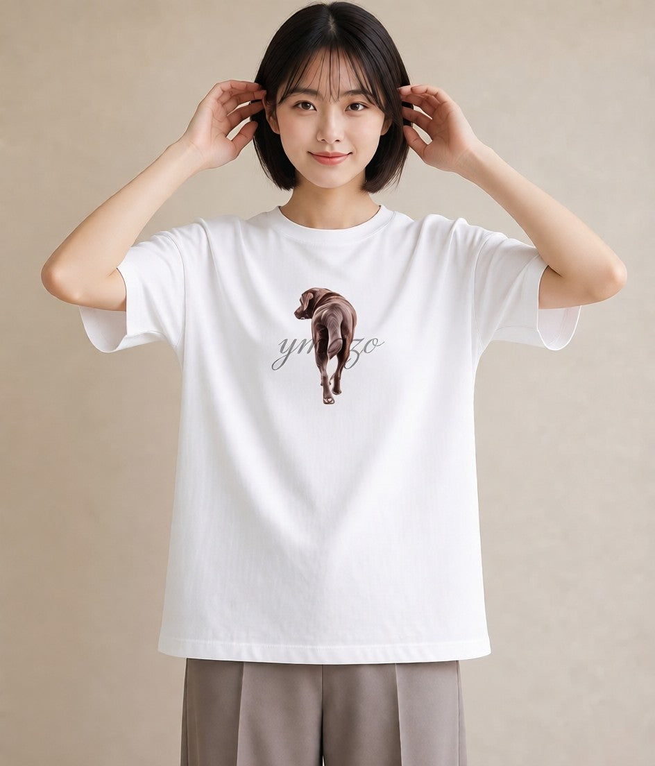 グラフィックTシャツ レディース しっぽ 猫 ねこ イラスト 休日コーデ デイリーウェア 休日 白T YMAZO