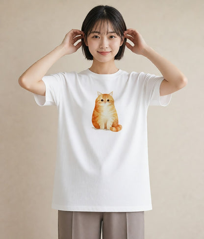 Tシャツ レディース ペルシャ 猫 ねこ イラスト お揃い 親子 白T YMAZO