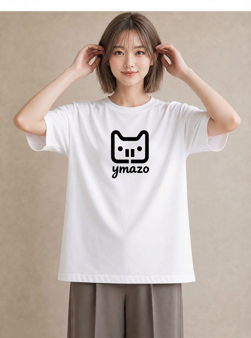 グラフィックTシャツ レディース 猫 ねこ ネコ イラスト 手描き風 帰省 ラフ 白T YMAZO