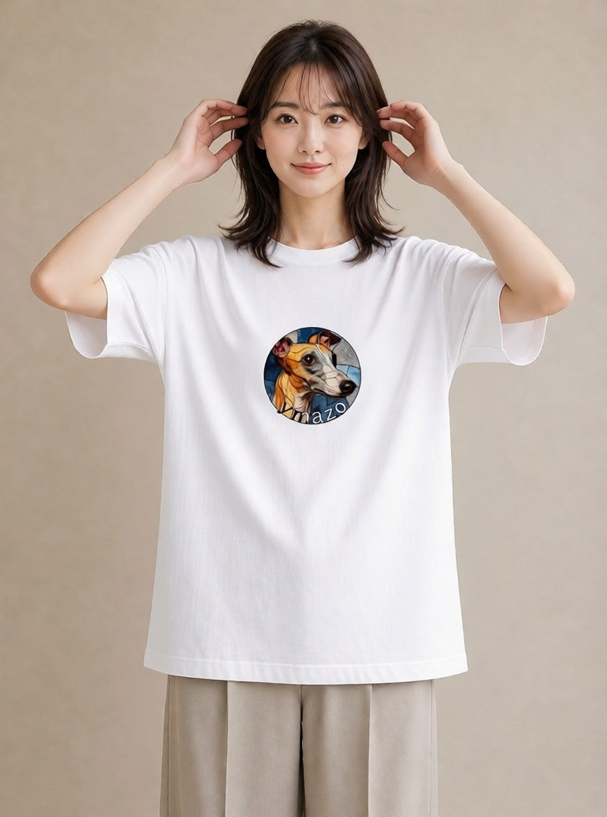 グラフィックTシャツ レディース イタリアングレーハウンド 犬 いぬ イラスト 線画 社会人 女性 白T YMAZO