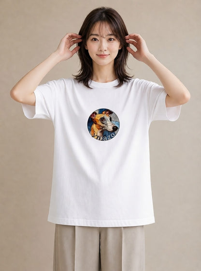 グラフィックTシャツ レディース イタリアングレーハウンド 犬 いぬ イラスト 線画 社会人 女性 白T YMAZO