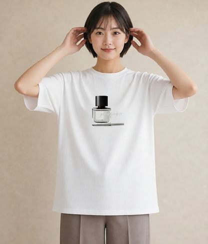 Tシャツ レディース 香水 香水瓶 パフューム イラスト ルームウェア ギフト 白T YMAZO