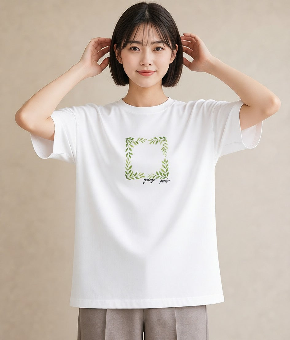 グラフィックTシャツ レディース ボタニカル 植物 イラスト 普段使い カジュアルコーデ 買い物 白T YMAZO