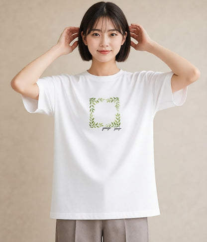 グラフィックTシャツ レディース ボタニカル 植物 イラスト 普段使い カジュアルコーデ 買い物 白T YMAZO