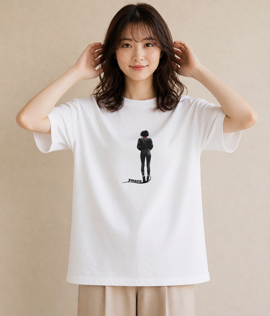 デザインTシャツ レディース 女の子 ガール 後ろ姿 イラスト ユニーク 自分用 ルームウェア 白T YMAZO