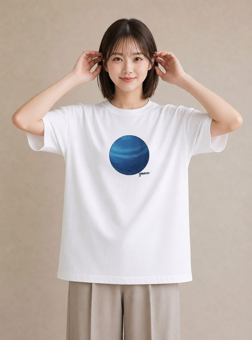 プリントTシャツ レディース 宇宙 星空 イラスト 旅行コーデ 在宅 公園 白T YMAZO