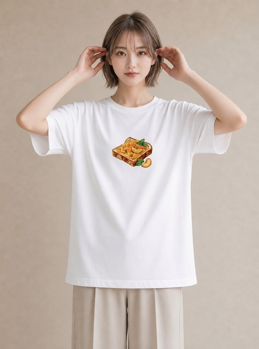 グラフィックTシャツ レディース パン 食べ物 フード イラスト シック 部屋着 女性向けギフト 白T YMAZO