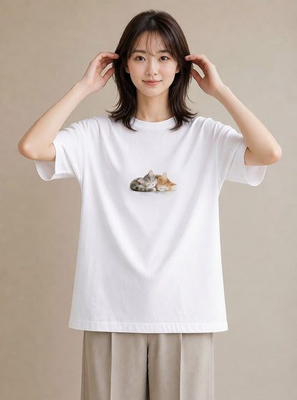 半袖Tシャツ レディース 肉球 猫 ねこ イラスト ゆるコーデ クリスマス 旅行 白T YMAZO